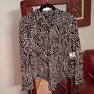 Simply Vera Vera Wang Black and White Patterned Button Down Shirt Sz.S